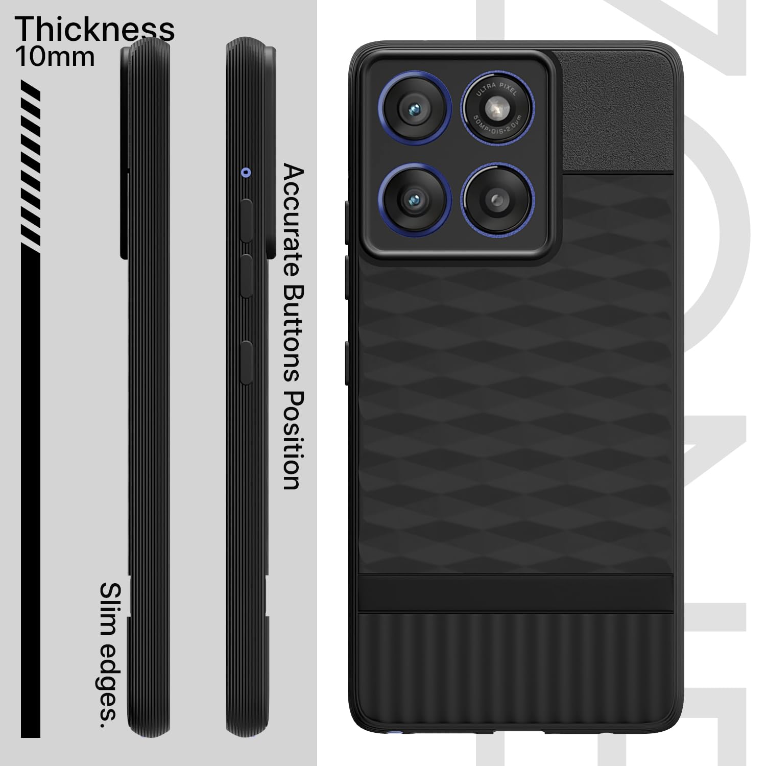 Pikkme Motorola Moto Edge 60 Stylus 5G Shockproof Soft Flexible Gencase Back Cover (Black)