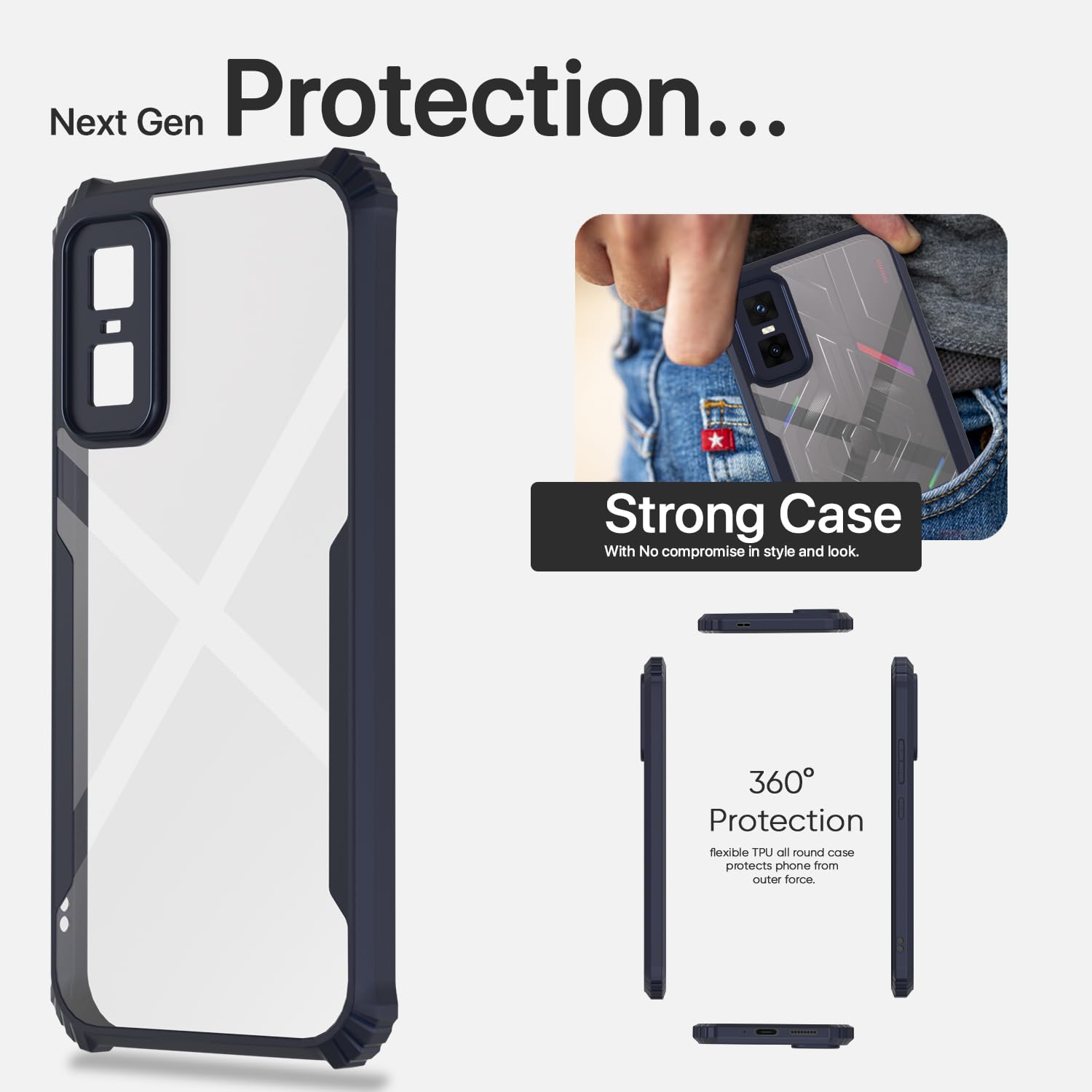 Pikkme Infinix GT 30 Pro 5G Eagle Crystal Clear Transparent Back Cover (Blue)