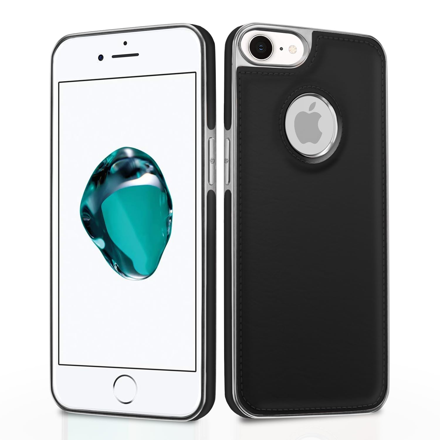 Chrome black Leatherback back cover for iPhone 7/8 – Pikkme