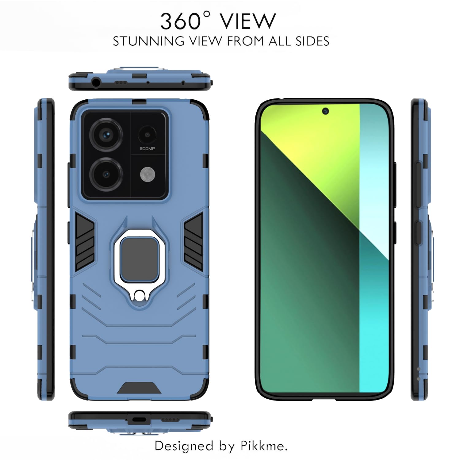 Pikkme Redmi Note 13 Pro 5G D5 Tough Armor Back Cover | Blue