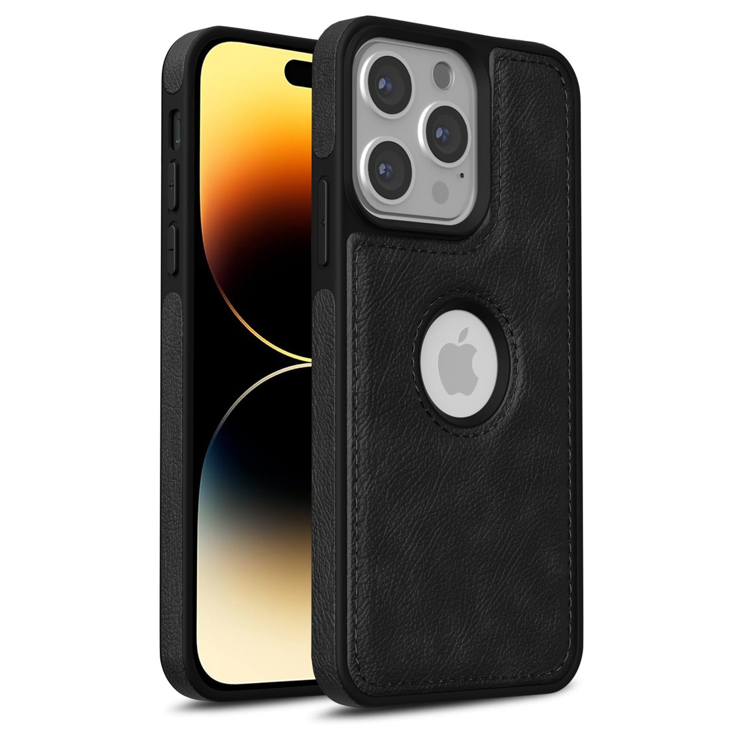 Pikkme iPhone 14 pro max Leather Back Case - Black