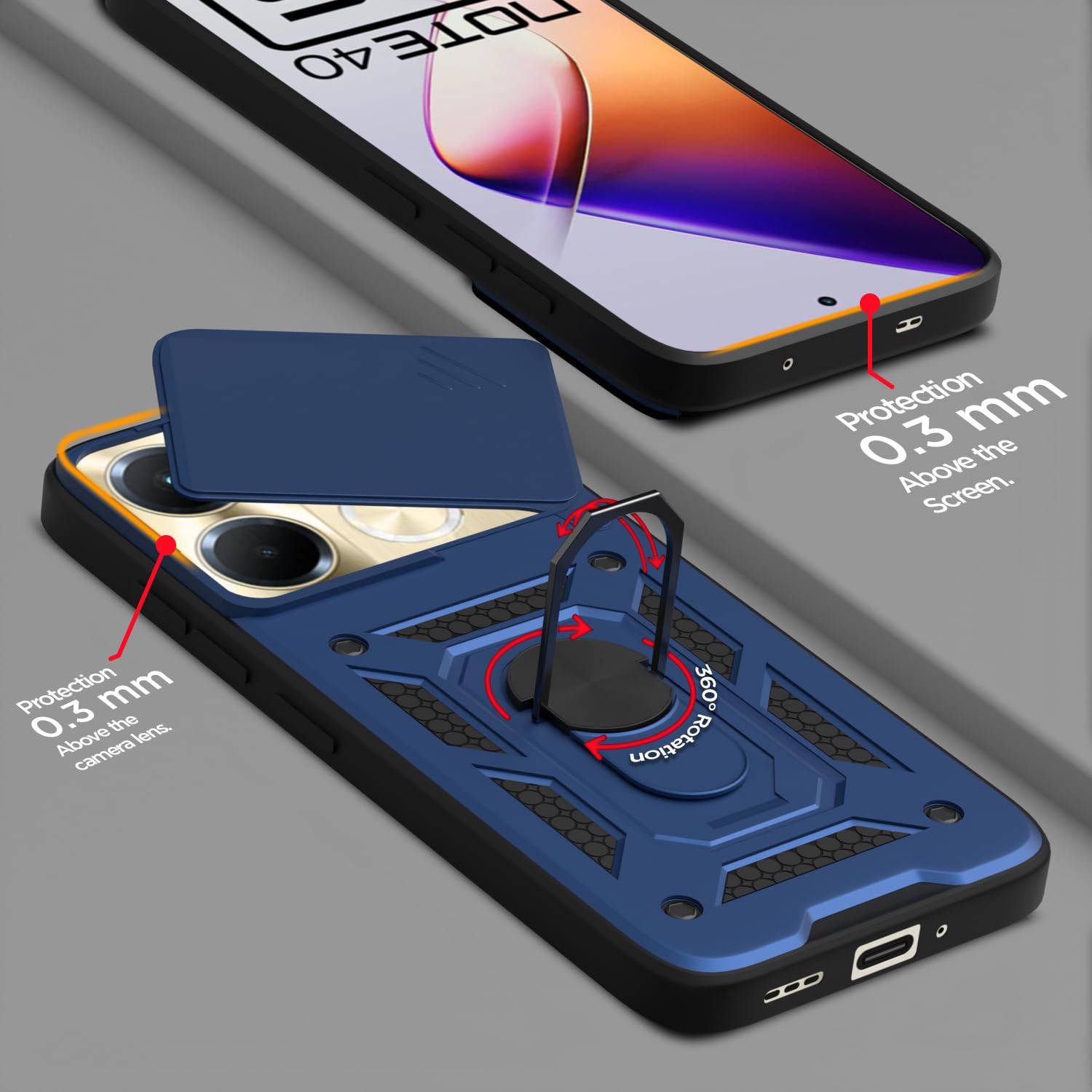 Pikkme Infinix Note 40 5G/360 D10 Camera Shield blue phone cover – photo 4