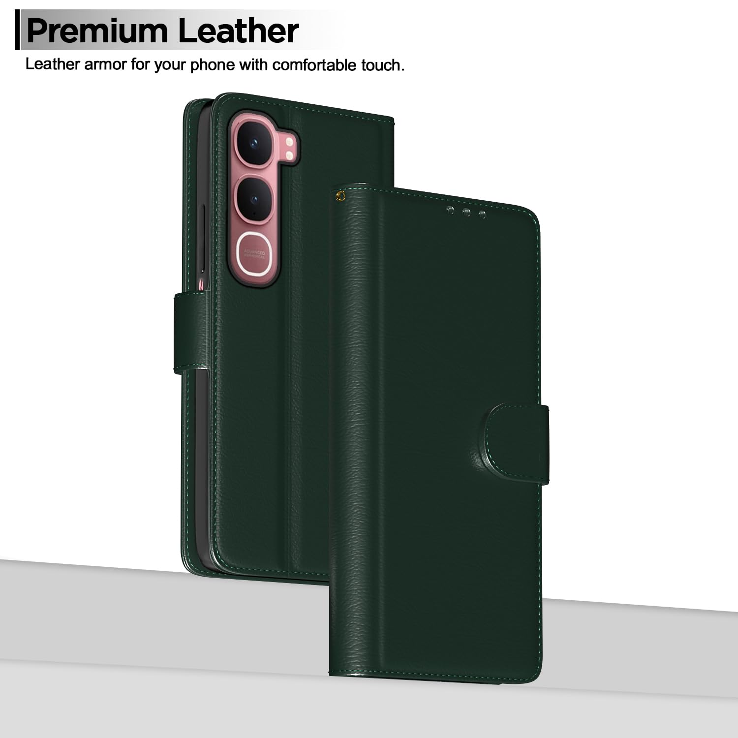 Vivo Y31 5G Wallet flip case in green by Pikkme – photo 2