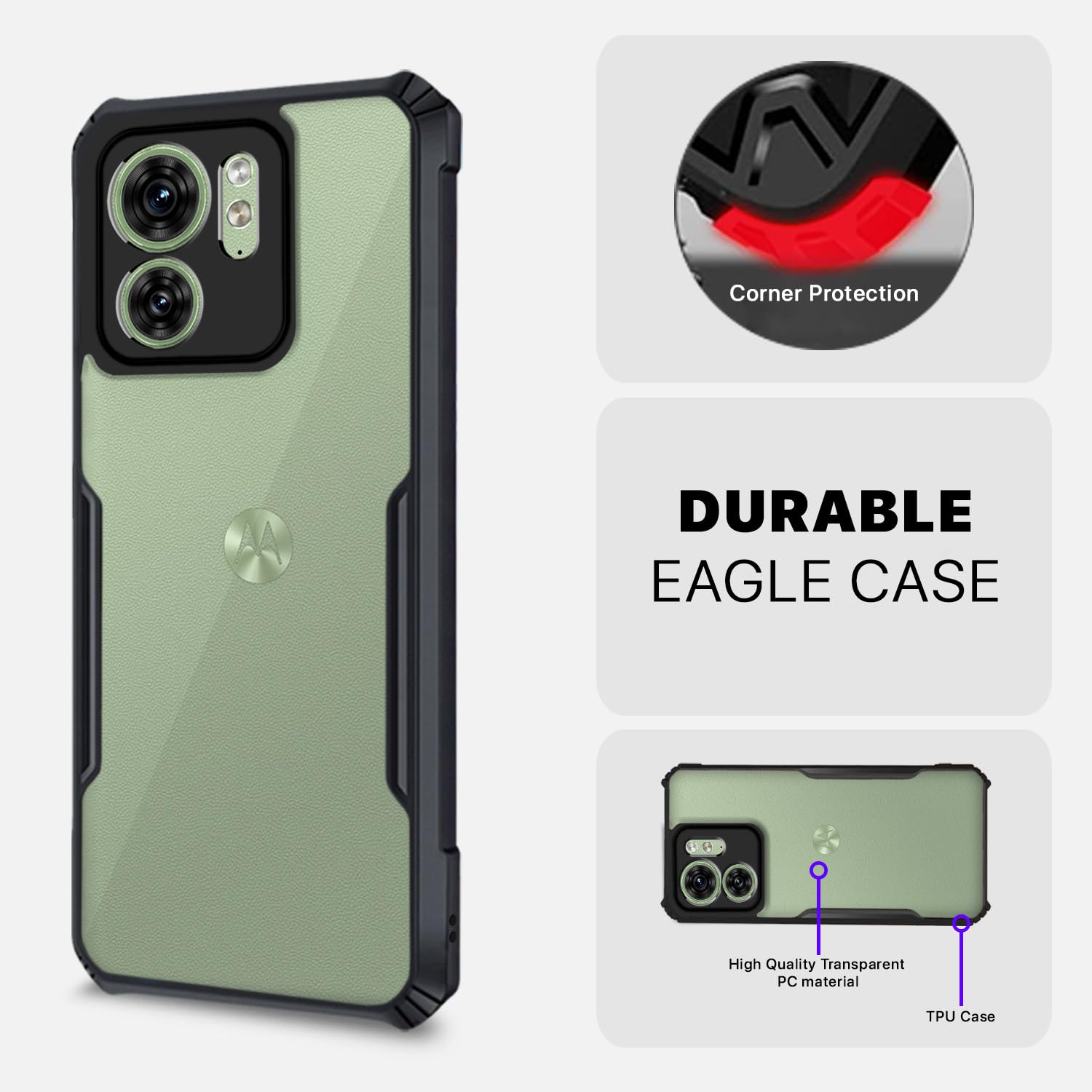 Pikkme Moto Edge 40 Eagle Back Cover (Black)