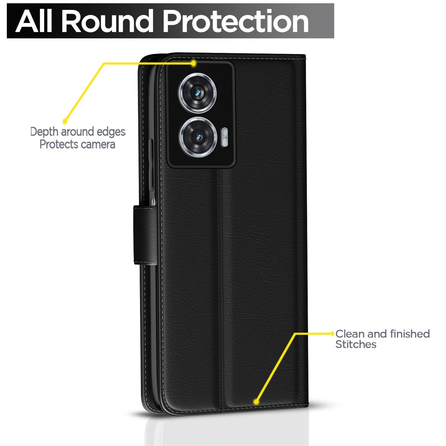 Moto Edge 50 Fusion/G96 5G mobile flip cover in black by Pikkme – photo 4