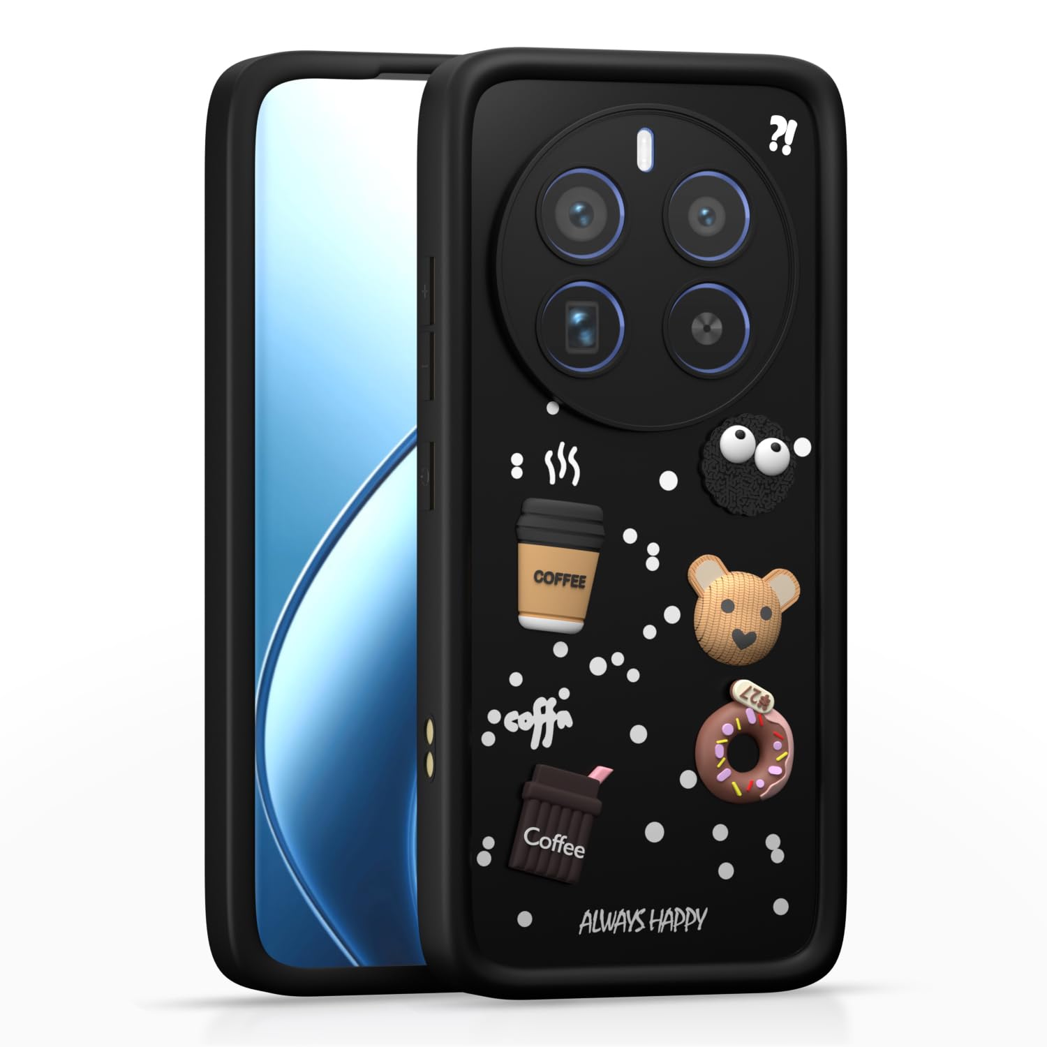 Pikkme realme12pro5g Cute Fun Cartoon 3D Bear Silicone Back Cover - Black