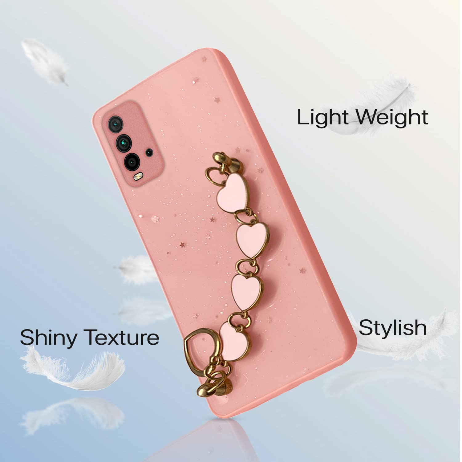 Pikkme Mi Redmi 9 Power Chain Back Coverr (Pink)