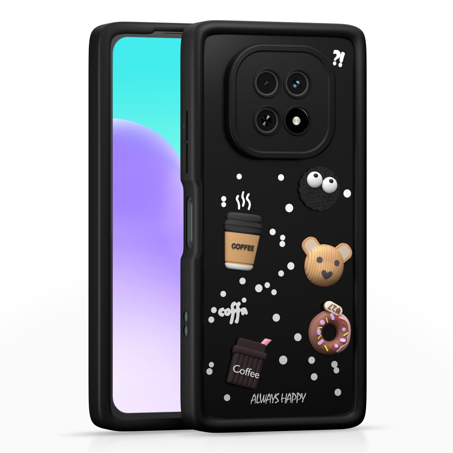 Realme C63 5G Cute Fun Cartoon 3D Bear Silicone Full Body Protection cartoon - Black
