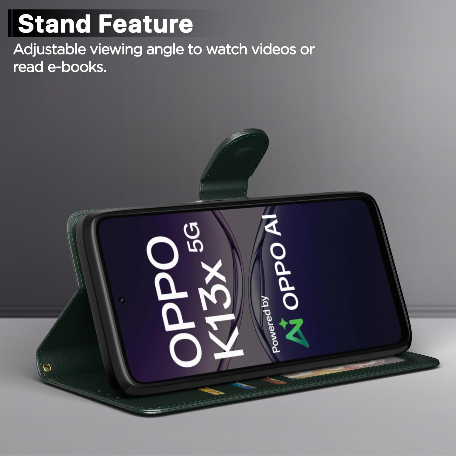 Oppo K13x 5G flip case in green by Pikkme – photo 3