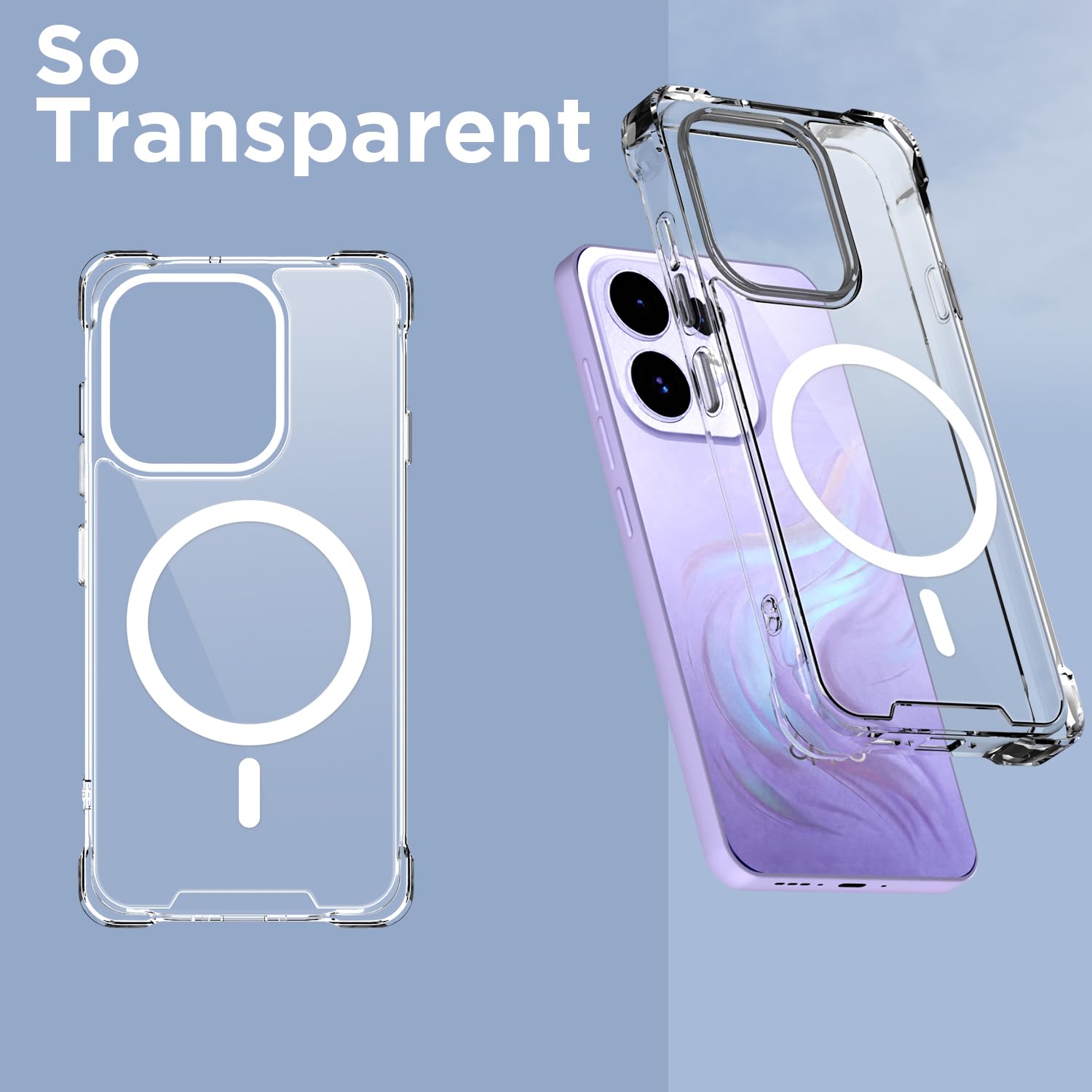 Transparent mag-safe back cover for Oppo Reno 16/16 Pro 5G – Pikkme – photo 2