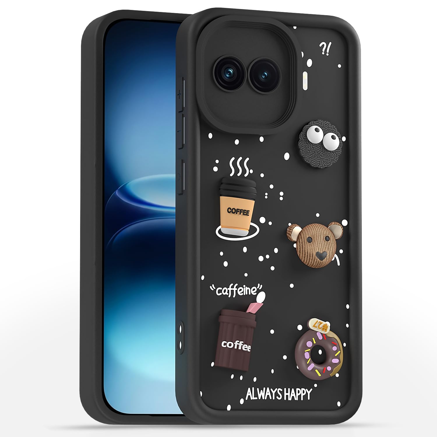 Pikkme iQOO 15R 5G/3D Silicone black mobile back cover