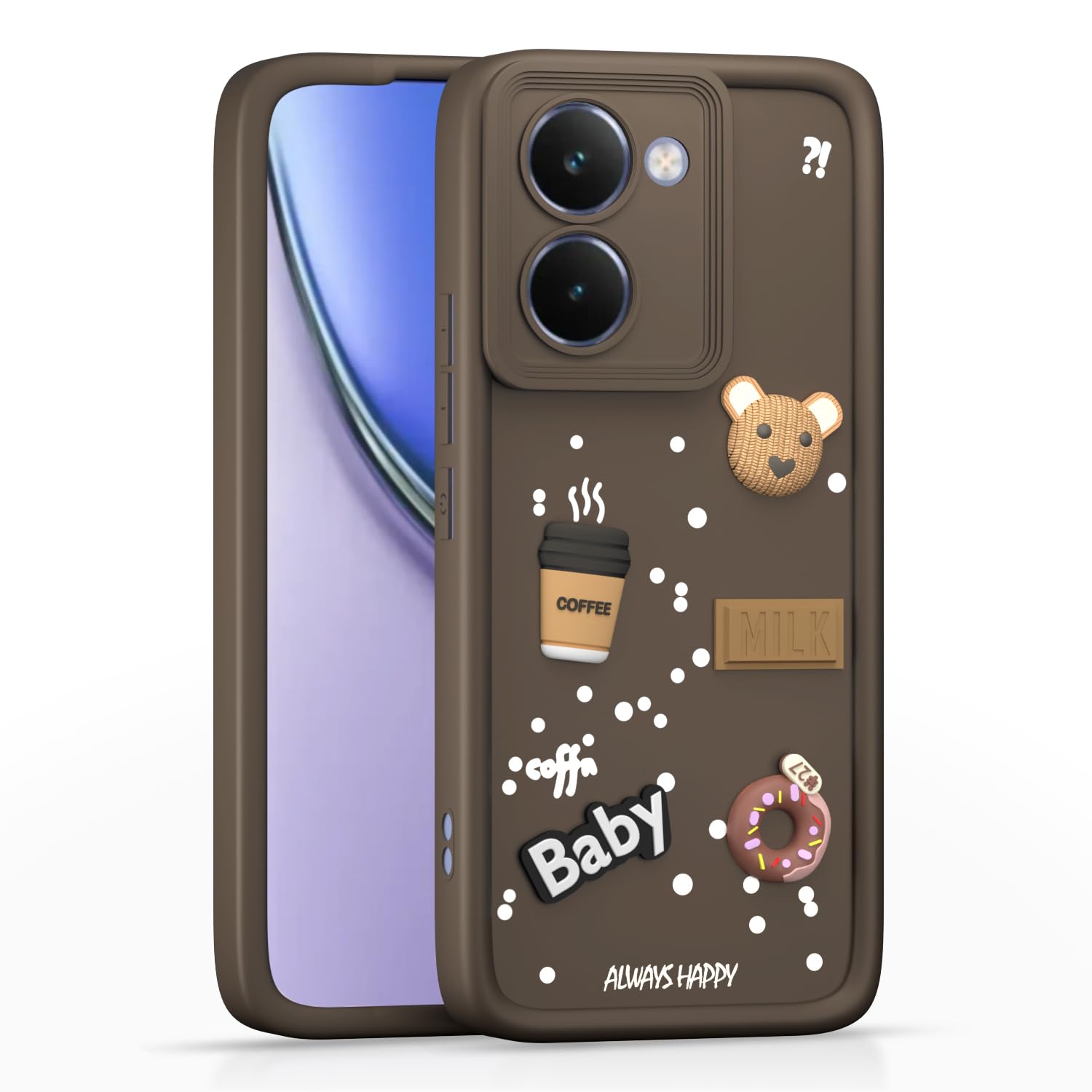 Pikkme brown Silicone mobile cover for Realme P3 Ultra 5G/3D