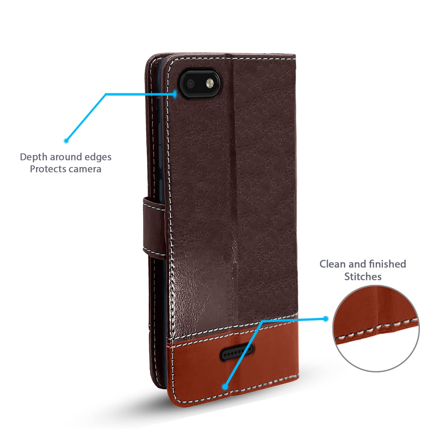 Redmi 6A Magnetic flip case in coffee & brown by Pikkme – photo 4