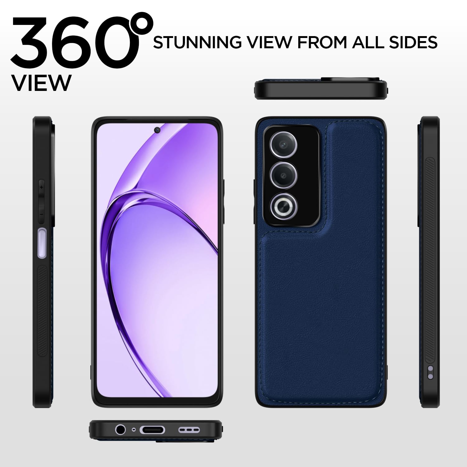 Oppo A3 Pro 5G Leather mobile cover in blue by Pikkme – photo 2