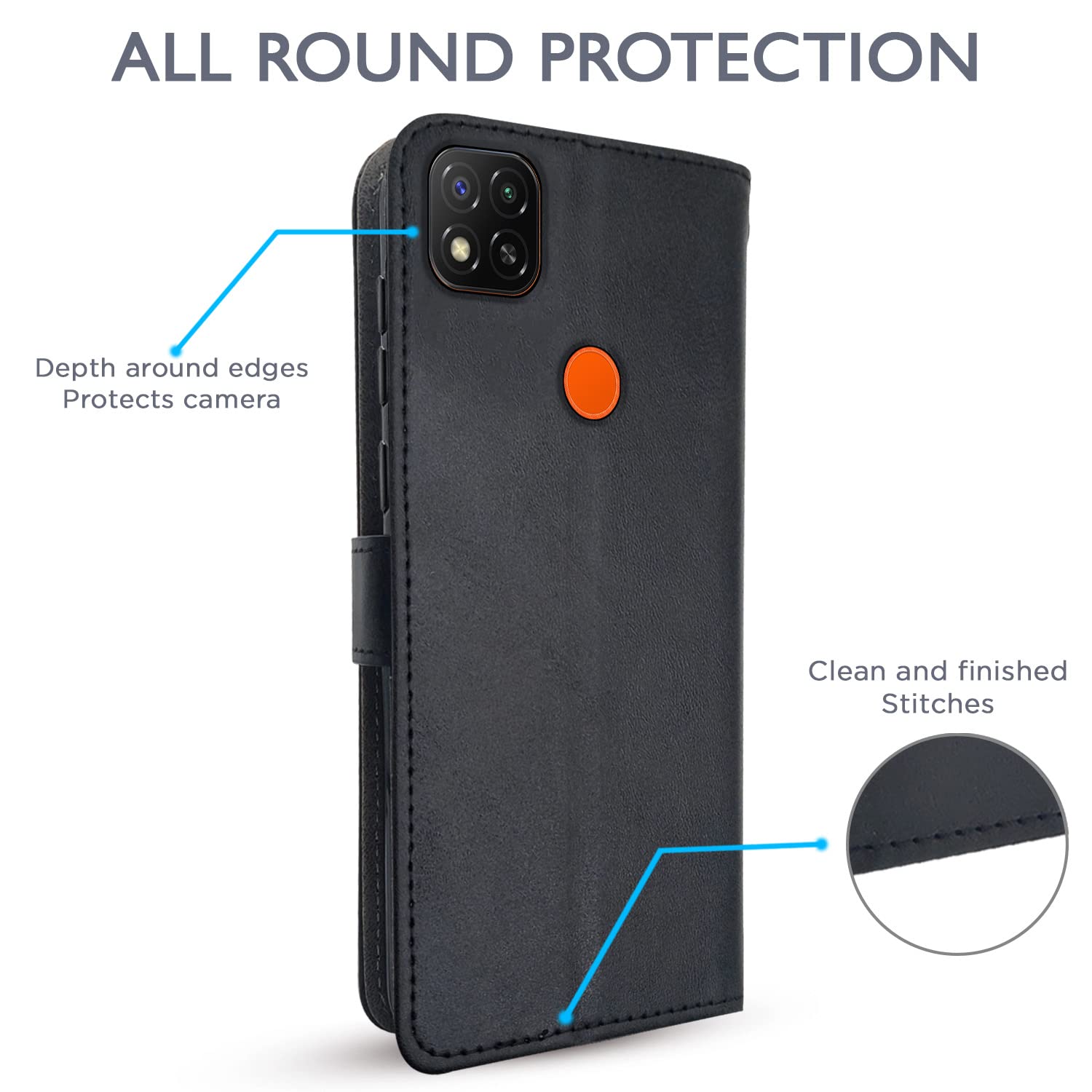 Redmi 10A/9, Poco C31 Wallet flip cover in black by Pikkme – photo 4
