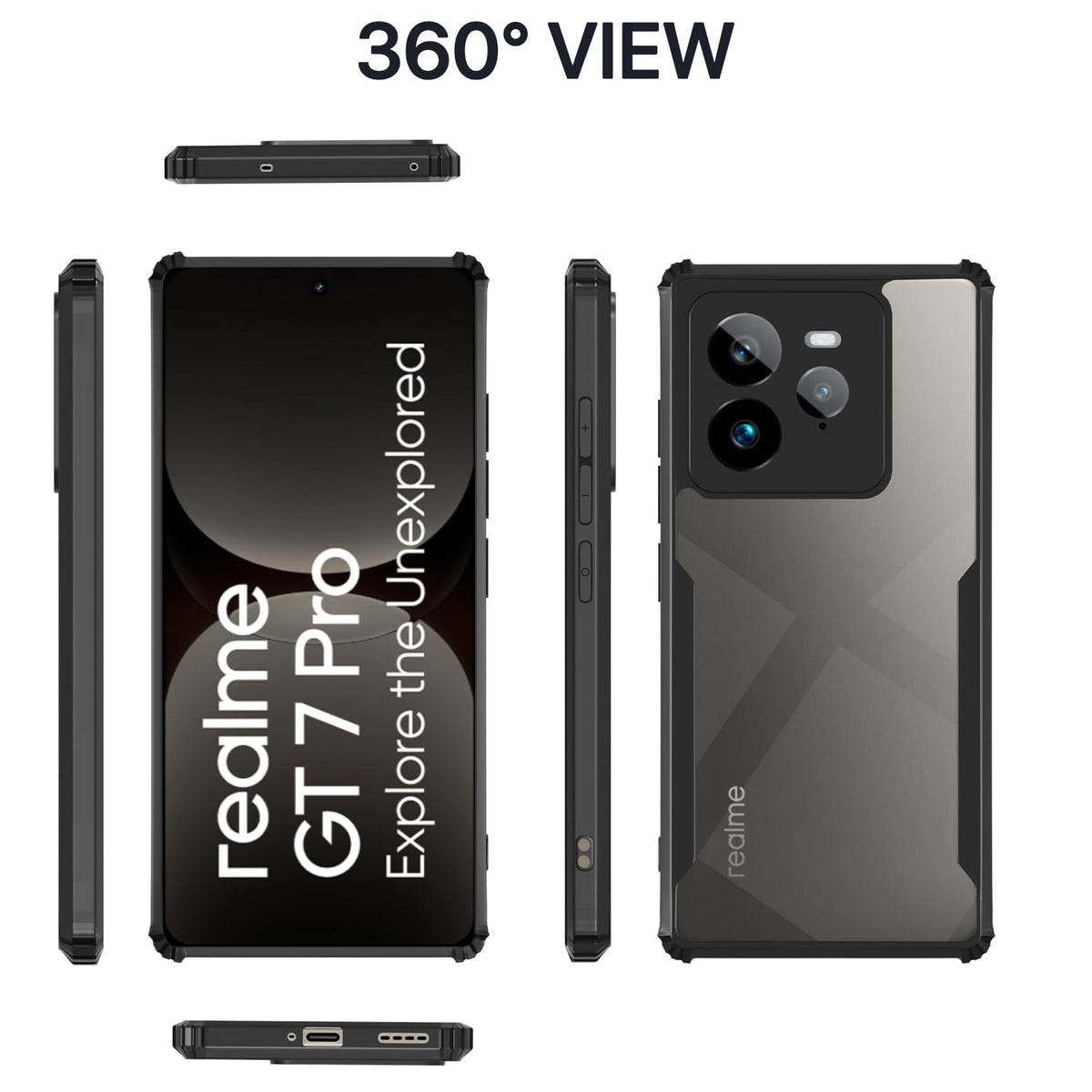 Pikkme Realme GT 7 Pro 5G Clear black back cover – photo 3