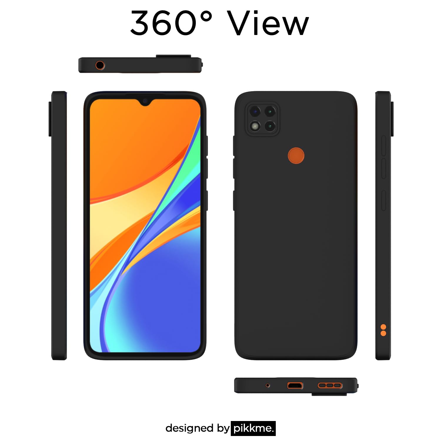 Pikkme Mi Redmi 10A / Redmi 9 / Redmi 9C / 9 Activ/Poco C31 Liquid Silicone Back Cover | Black