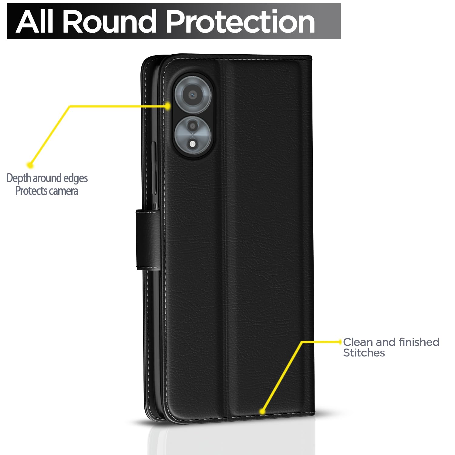 Oppo A78 4G flip cover in black by Pikkme – photo 4