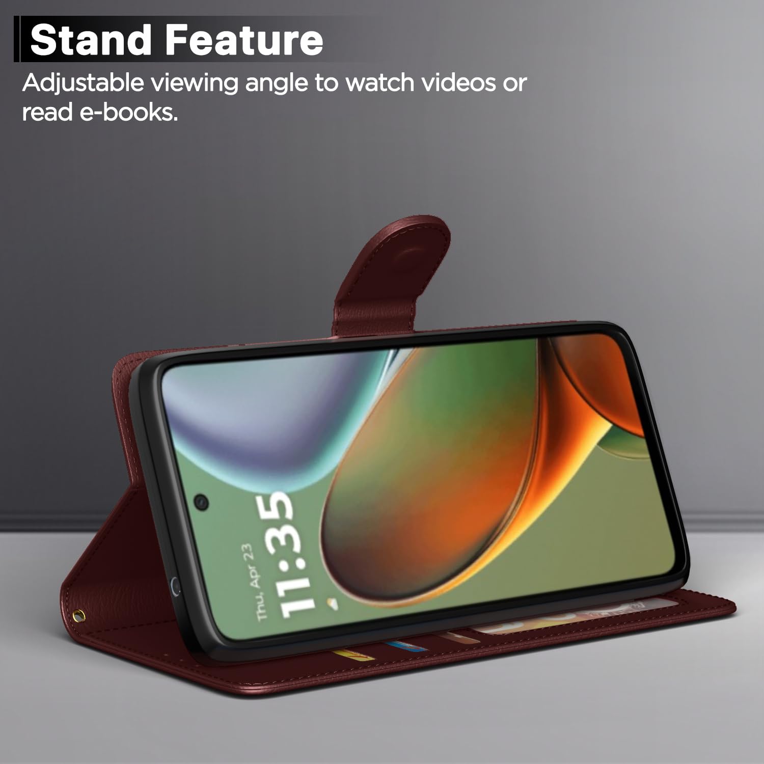 Moto G15 Wallet wallet flip cover in brown by Pikkme – photo 3