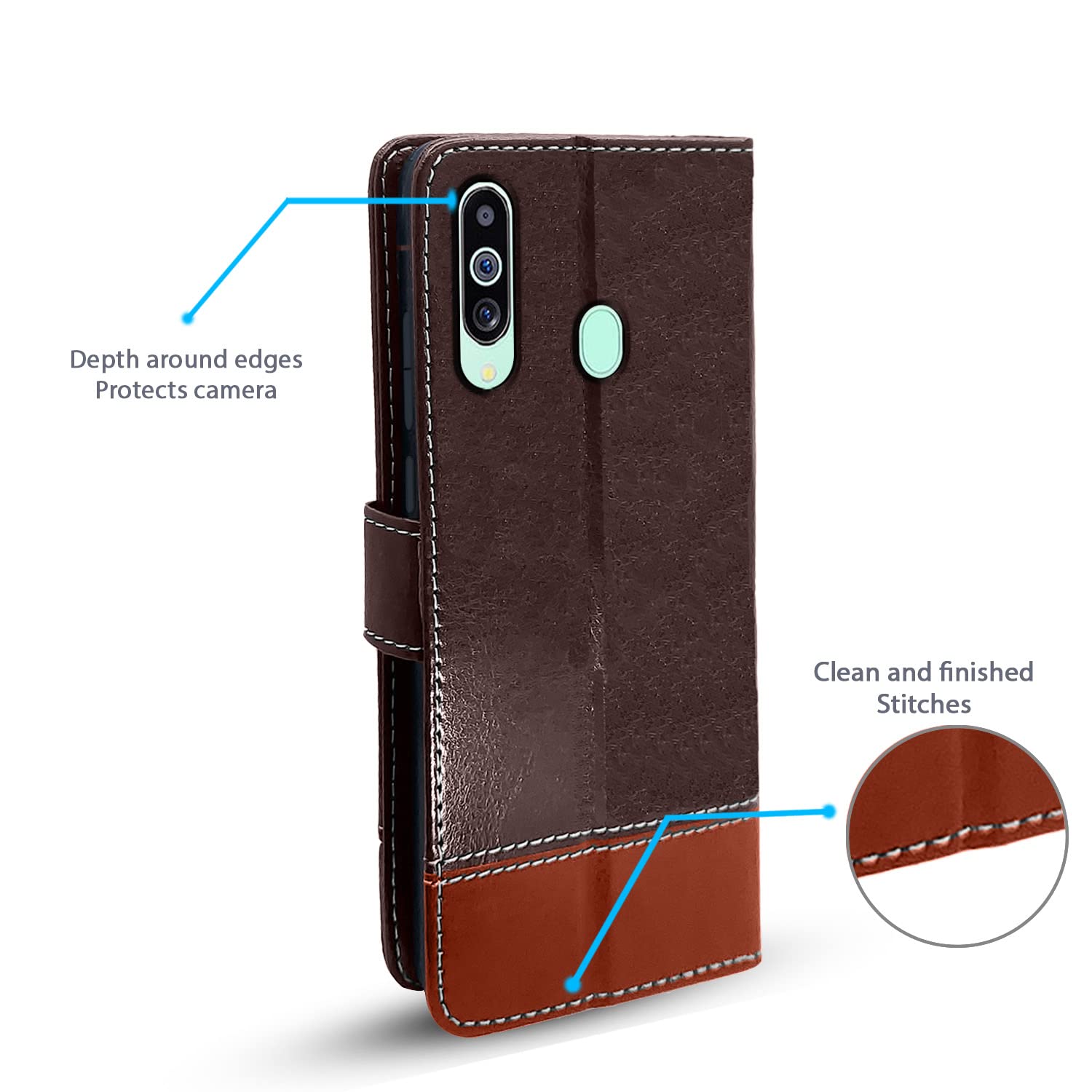 Samsung M40 wallet flip cover in coffee & brown by Pikkme – photo 4