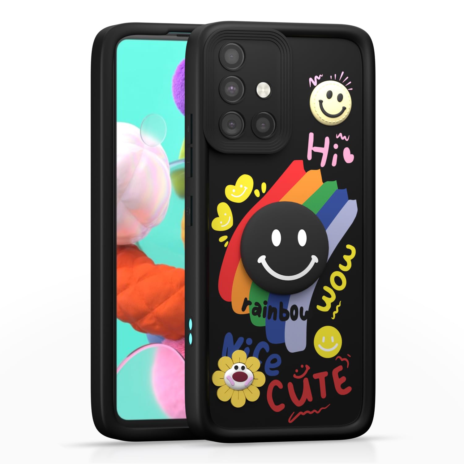 Samsung A51 Soft Silicone mobile back cover in black by Pikkme