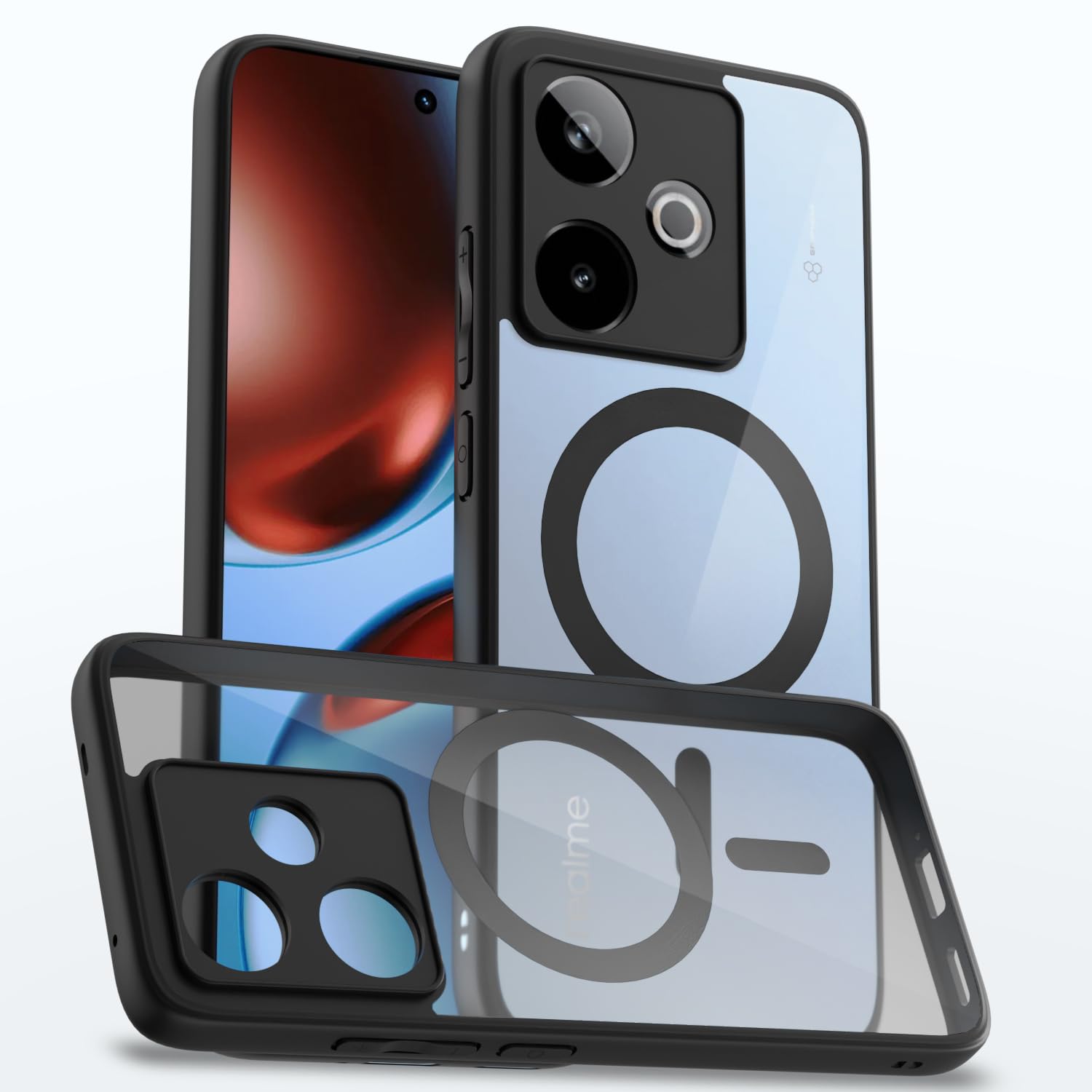 Pikkme Realme GT 7/GT 7T 5G black mag-safe mobile back cover