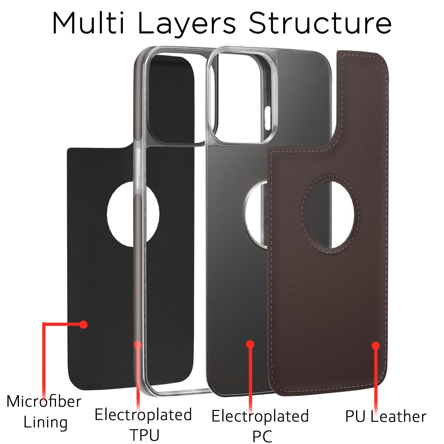 Pikkme iPhone 11 Silver Electroplated Chrome Leather Back Cover (Coffee)