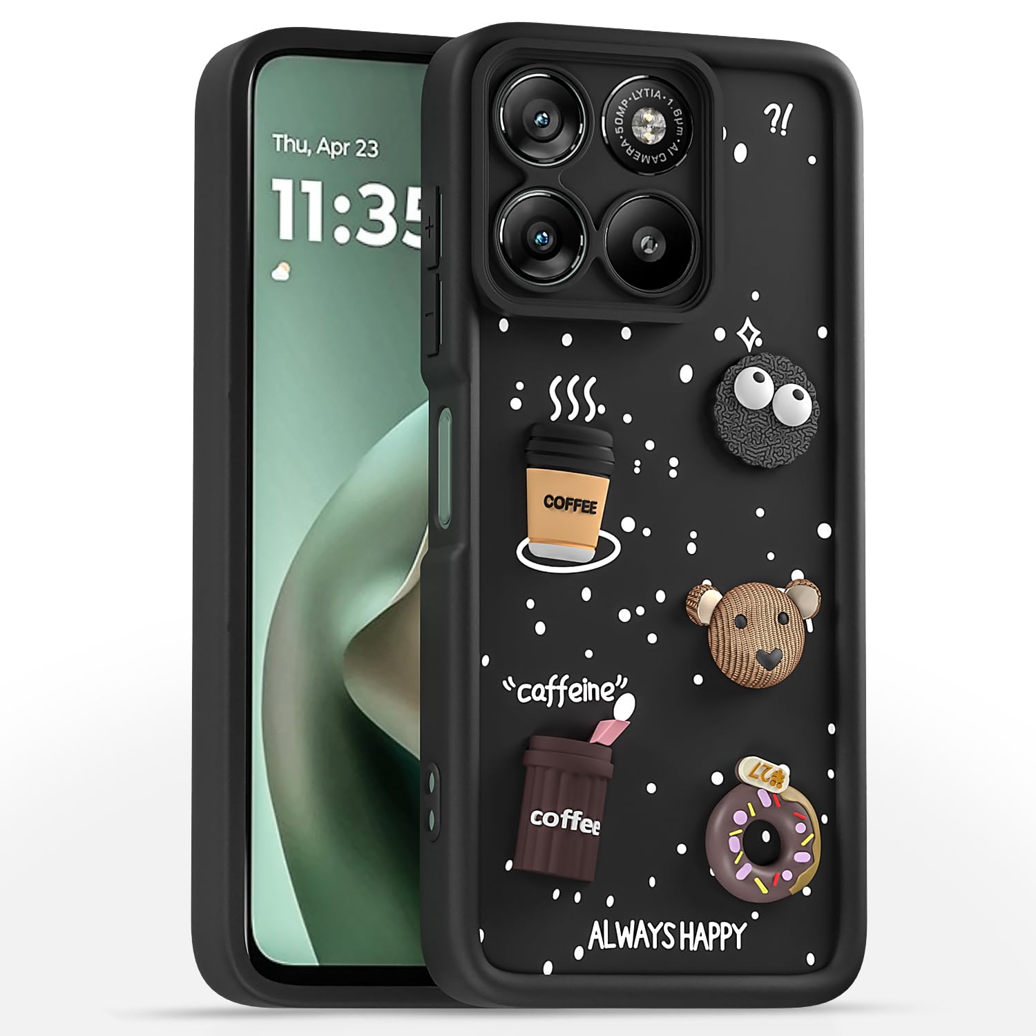 Moto G67 Power/G57 Power 5G Bear Coffee phone cover in black by Pikkme