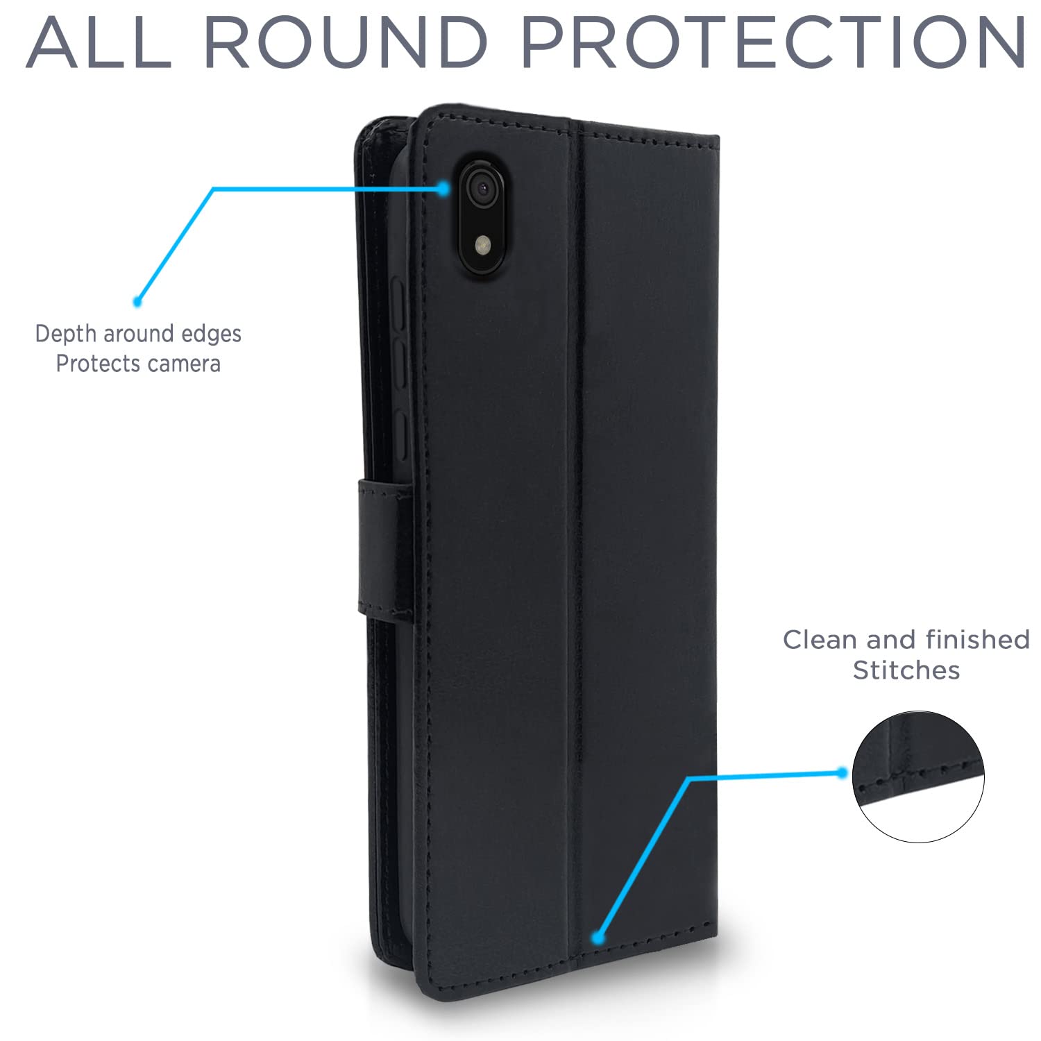 Pikkme Redmi 7A Vintage Flip Cover (Black)