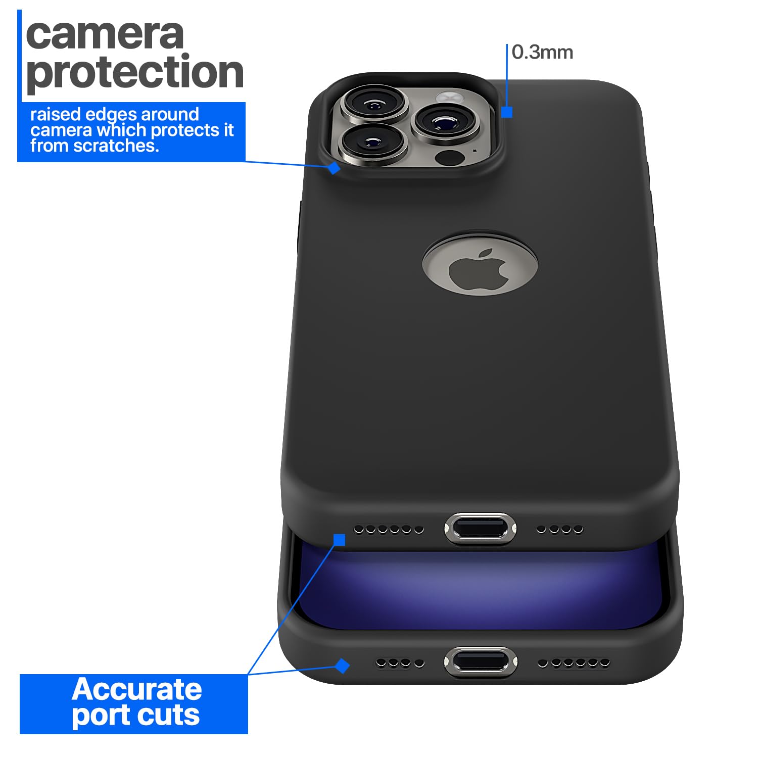Pikkme iPhone 16 Pro Max Super Soft Silicone Back Cover (Black)