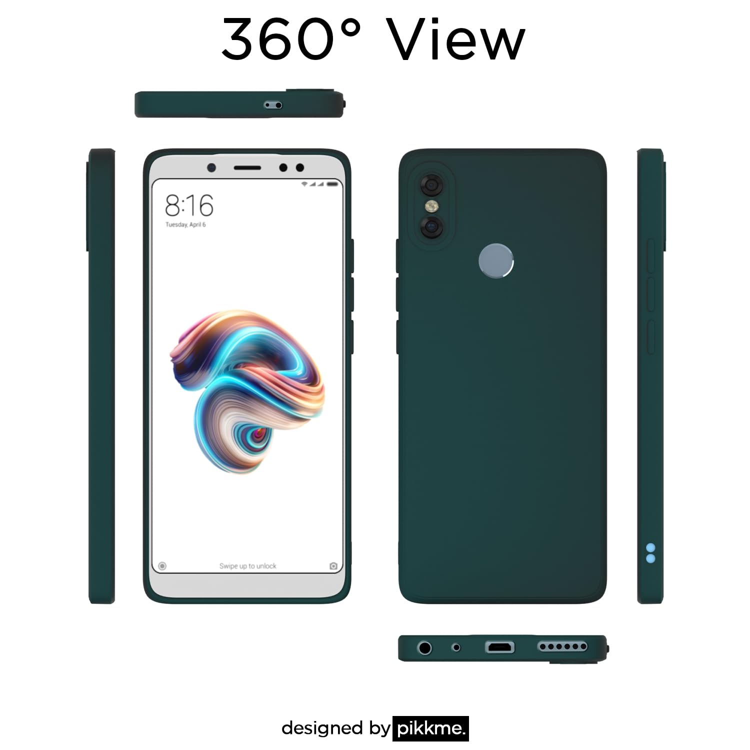 Pikkme Redmi Note 5 Pro Liquid Silicone Back Cover | Green