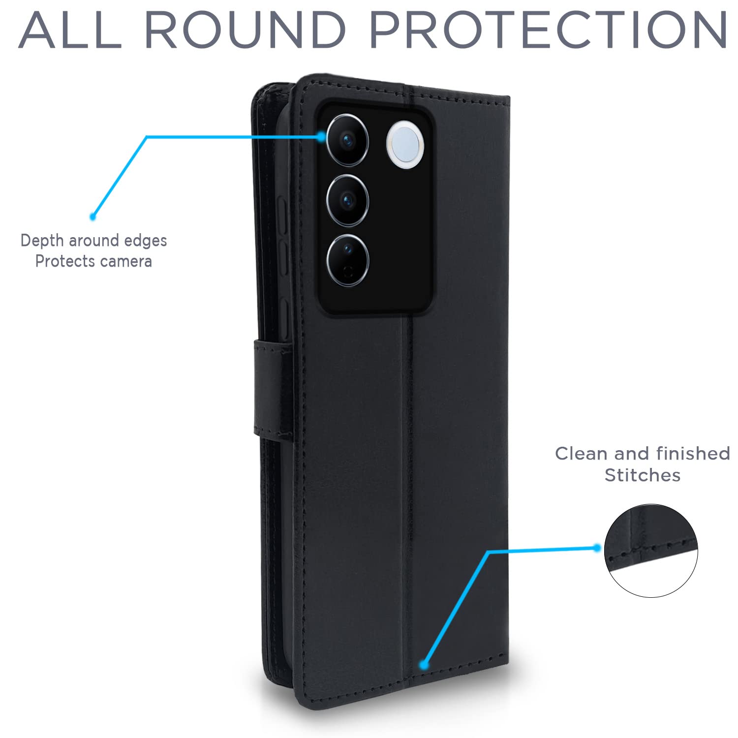 Pikkme black mobile flip cover for Vivo V27/V27 Pro 5G – photo 4
