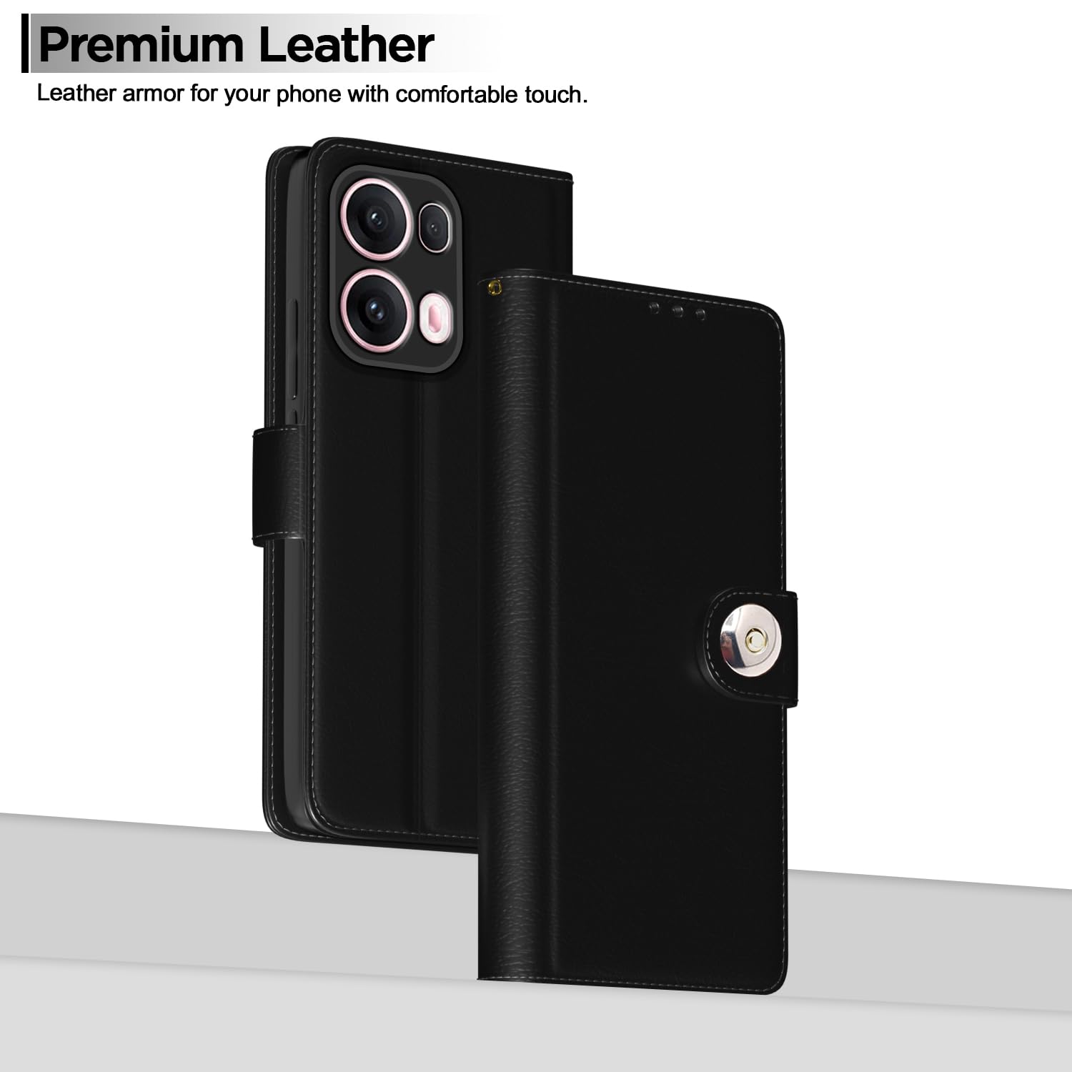 Oppo Reno 13 Pro 5G Button flip cover in black by Pikkme – photo 2
