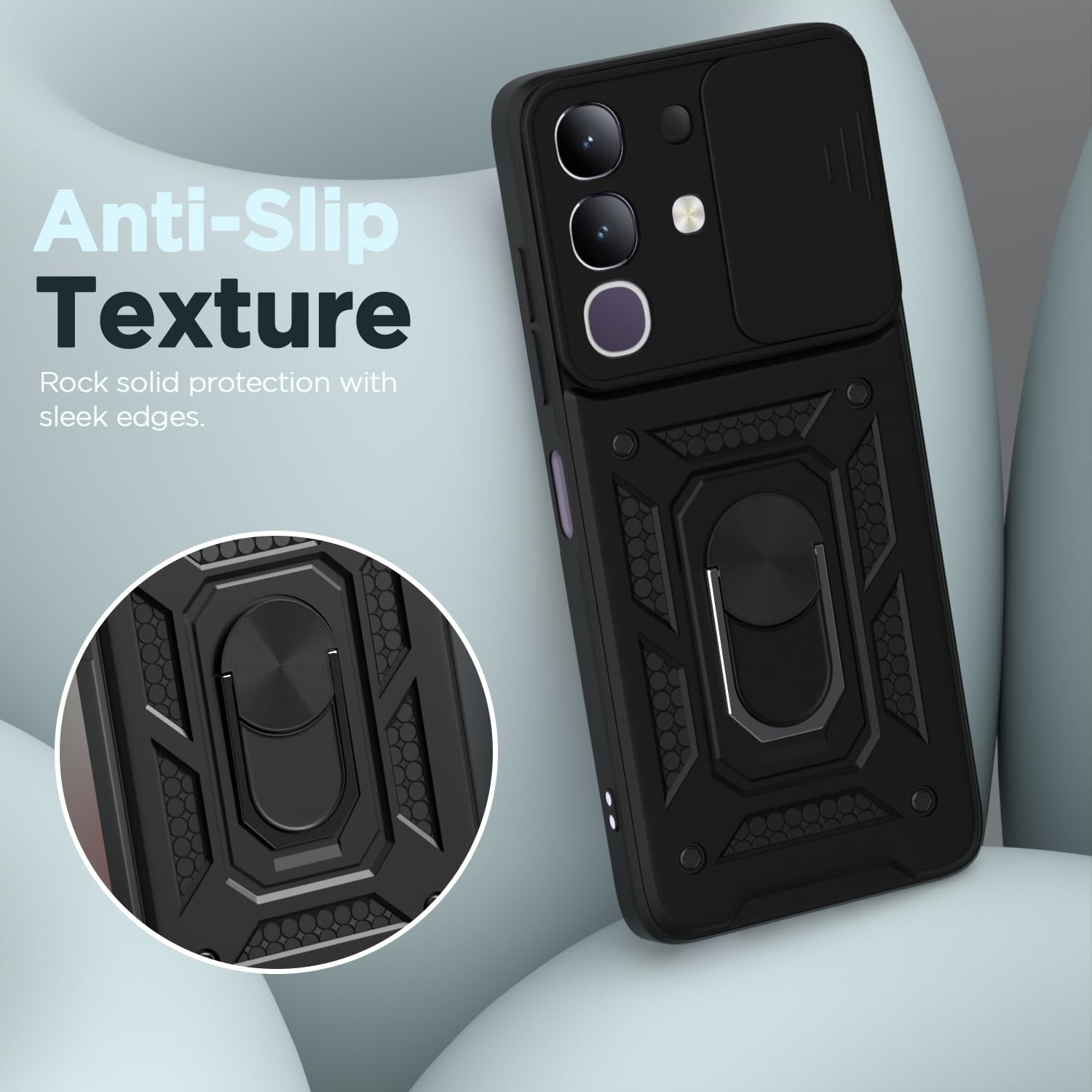 Pikkme Vivo T4x 5G D10 Tough Armor Back Cover (Black)