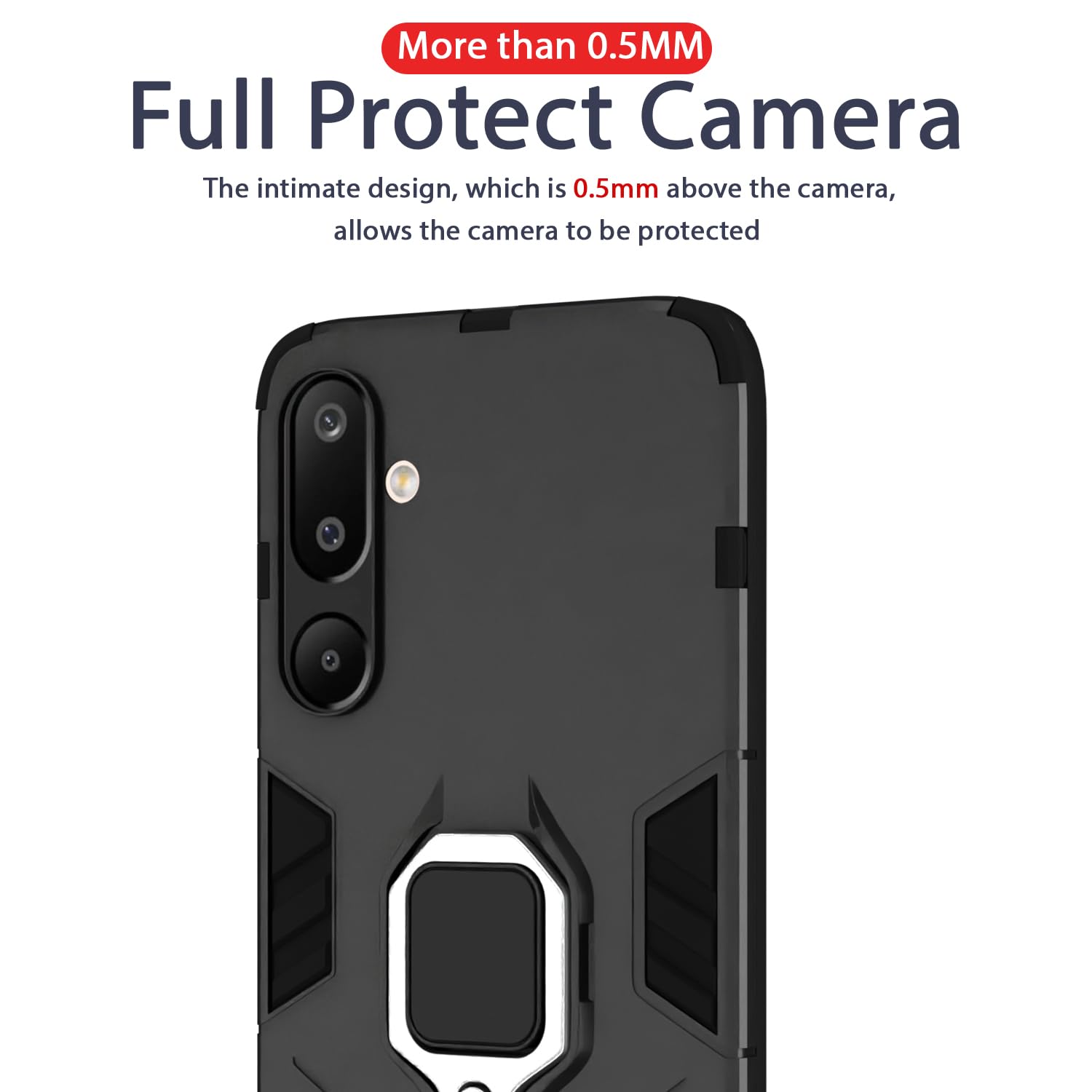 Pikkme Samsung Galaxy M16 5G D5 Tough Armor Back Cover (Black)
