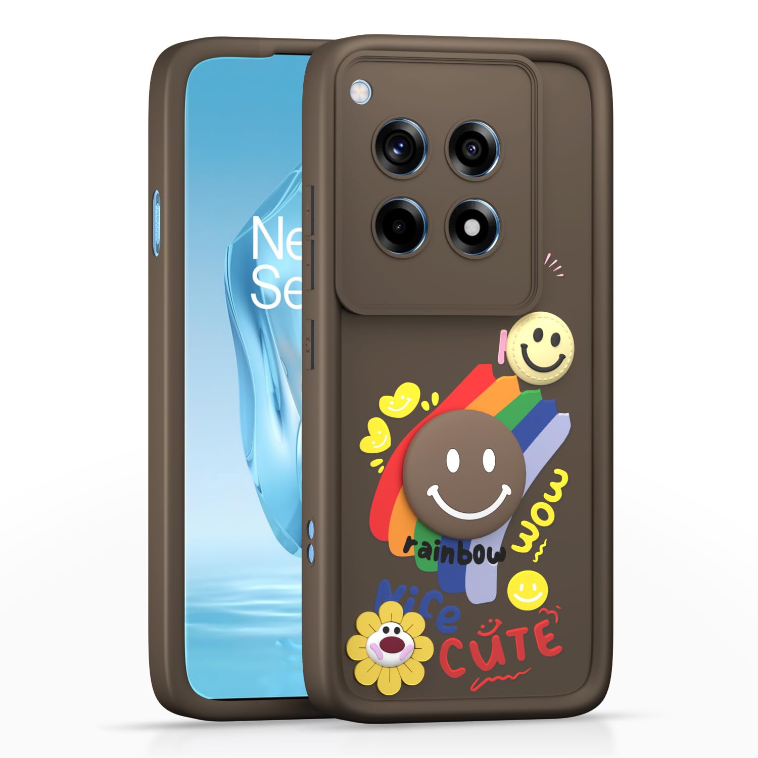 Pikkme brown mobile back cover for OnePlus 12R 5G