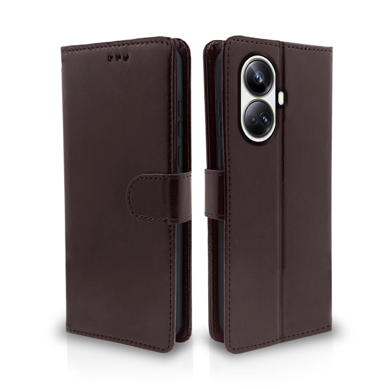 Pikkme Realme 10 Pro Plus Vintage Flip Cover (Coffee)