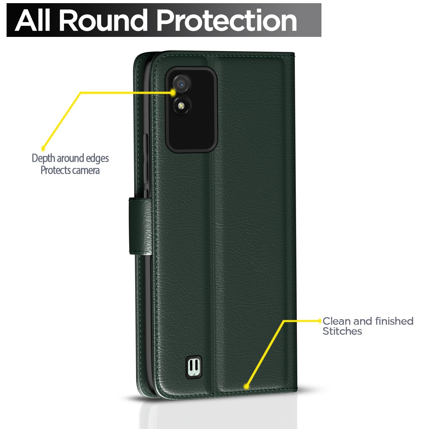 Realme Narzo 50i Wallet mobile flip cover in green by Pikkme – photo 4