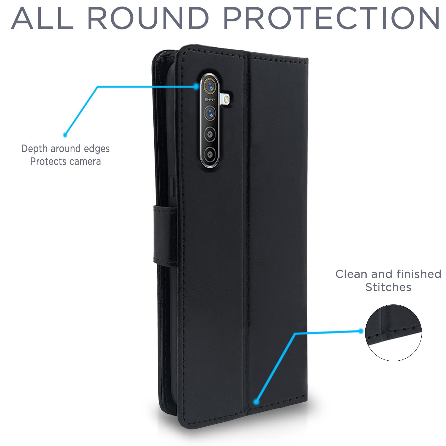 Pikkme Realme XT Vintage Flip Cover | Black