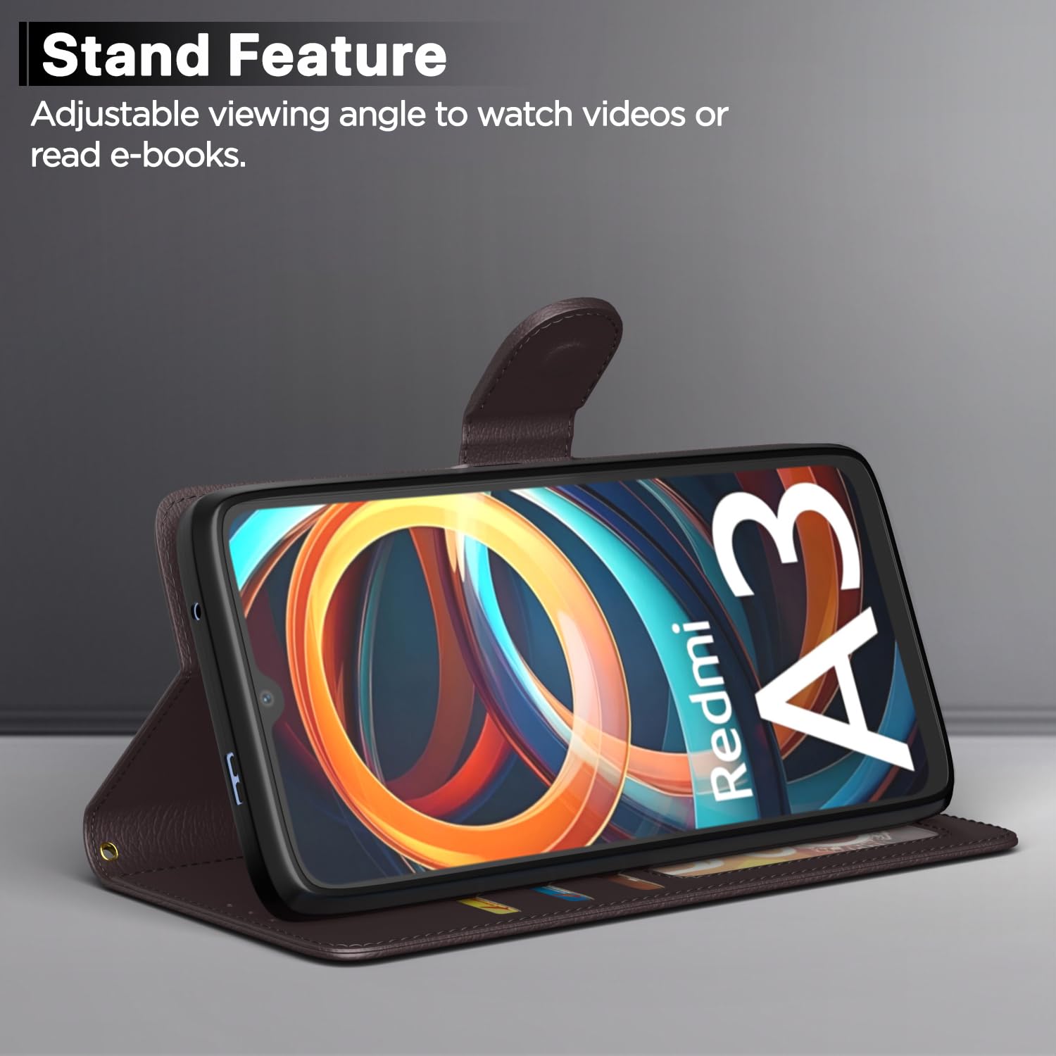 Pikkme Redmi A3 (2024) / Redmi A3x / Poco C61 Vintage Flip Cover (Coffee)