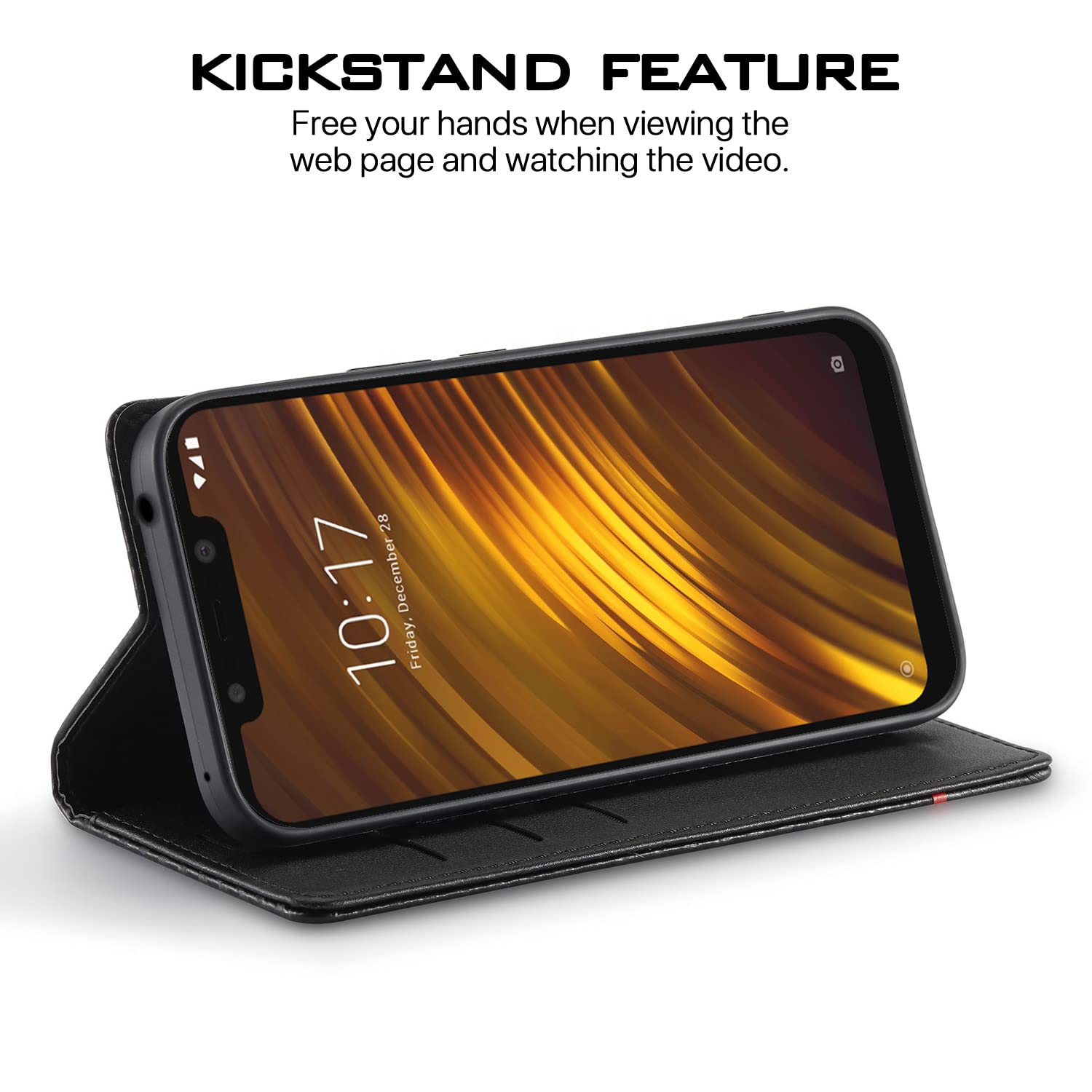 Poco F1 Wallet mobile flip cover in black by Pikkme – photo 5