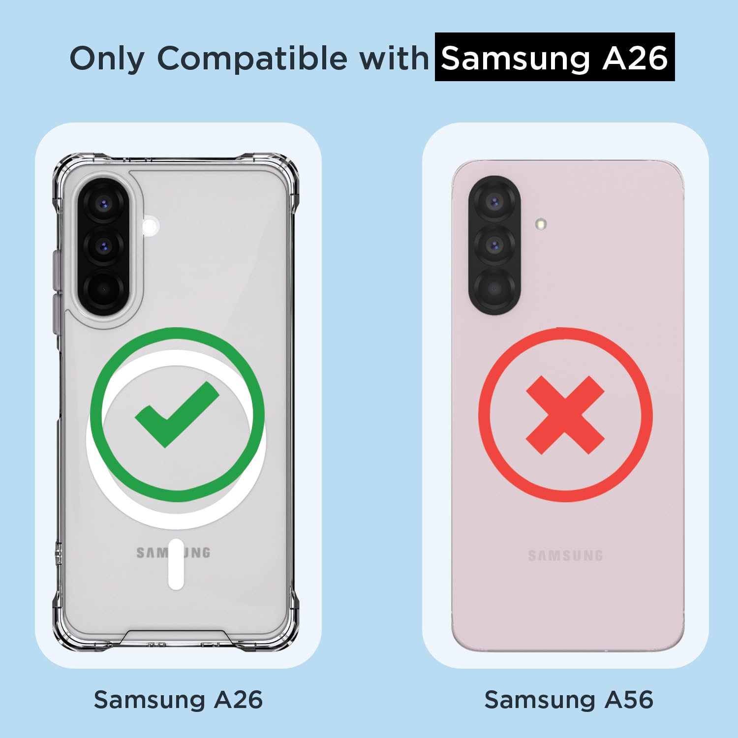 Pikkme Samsung Galaxy A26 5G Mag-Safe Shockproof PC + TPU Back Cover (Transparent)