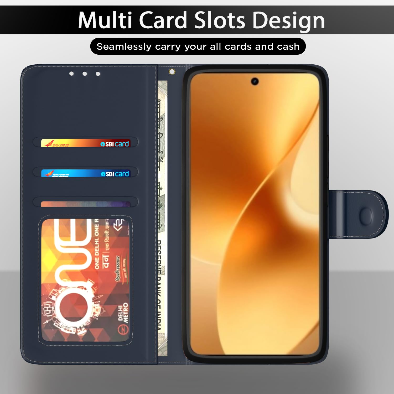Realme 15 Pro 5G Wallet flip cover in blue by Pikkme – photo 5