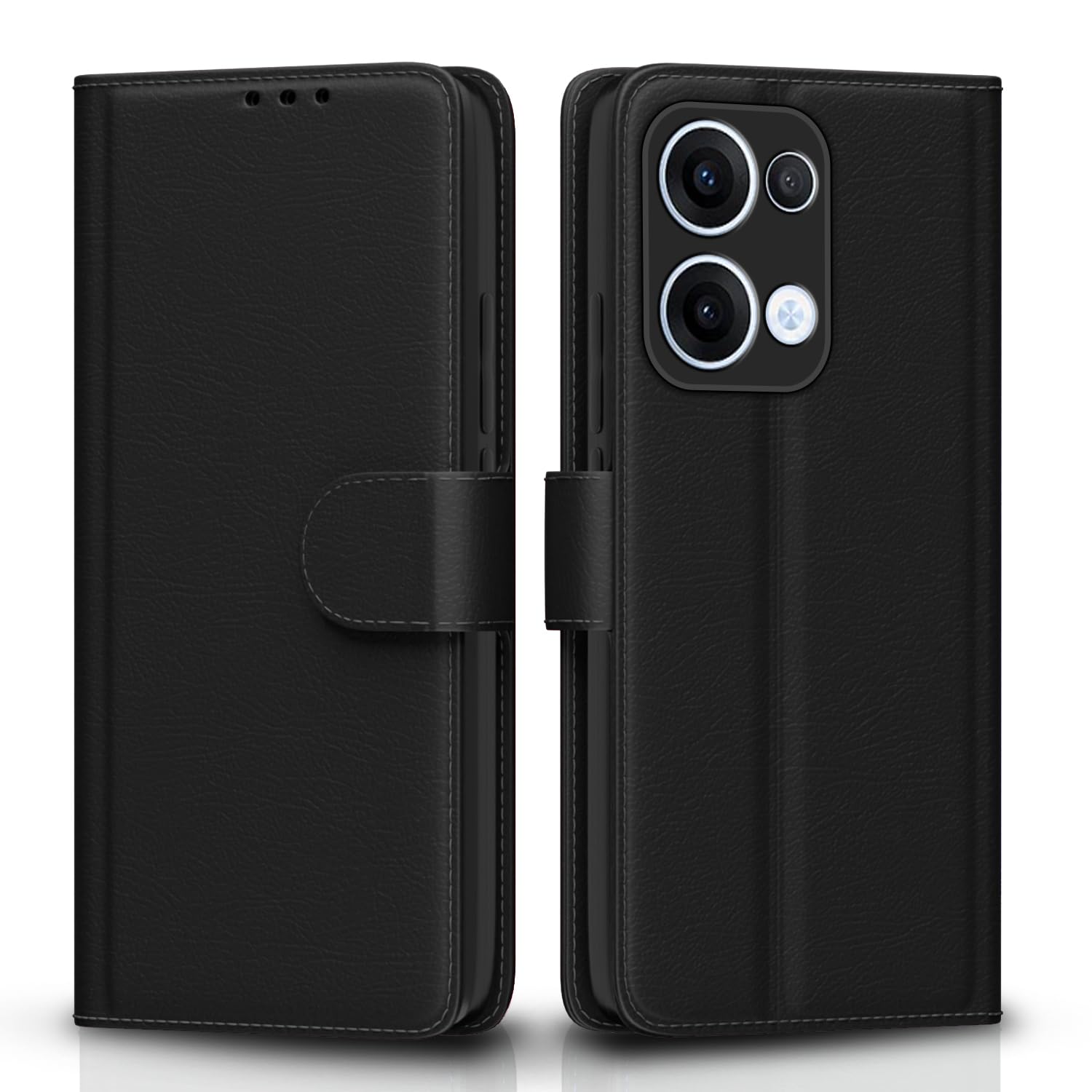 Black wallet flip cover for Oppo Reno 13 5G – Pikkme