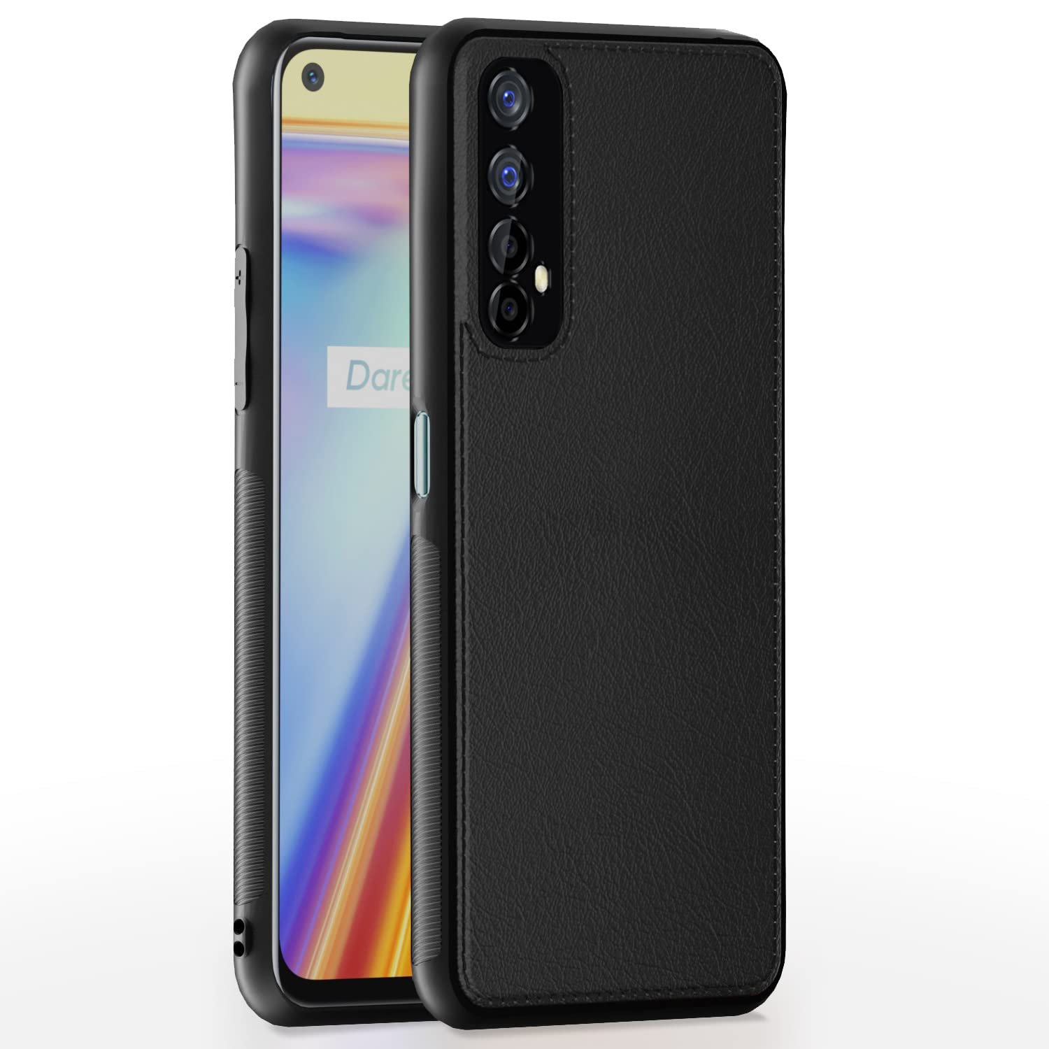Realme 7 LeatherBack Back Cover – Black