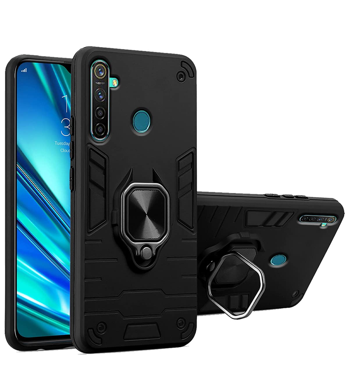 Pikkme Realme 5 Pro D5 Tough Armor black back cover