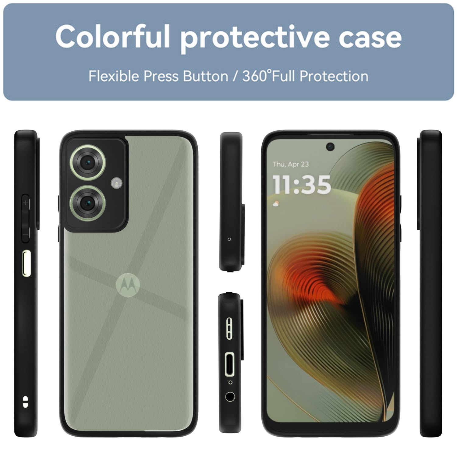 Pikkme Moto G55 5G Hybrid black mobile back cover – photo 2
