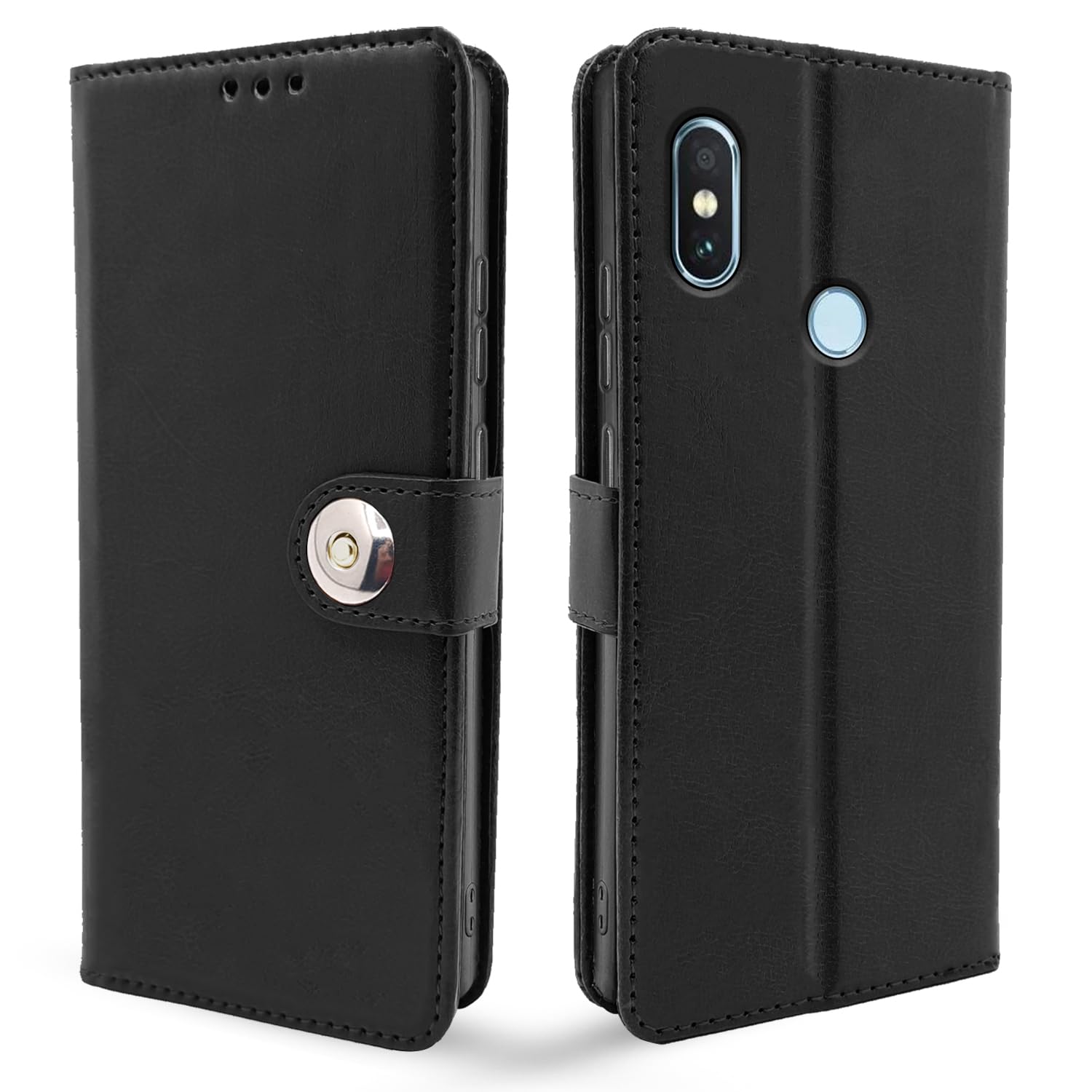 Button black wallet flip cover for Redmi Note 5 Pro – Pikkme
