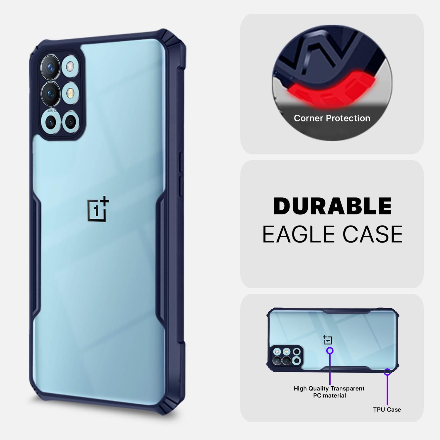 Pikkme OnePlus 9R Eagle Back Cover (Blue)
