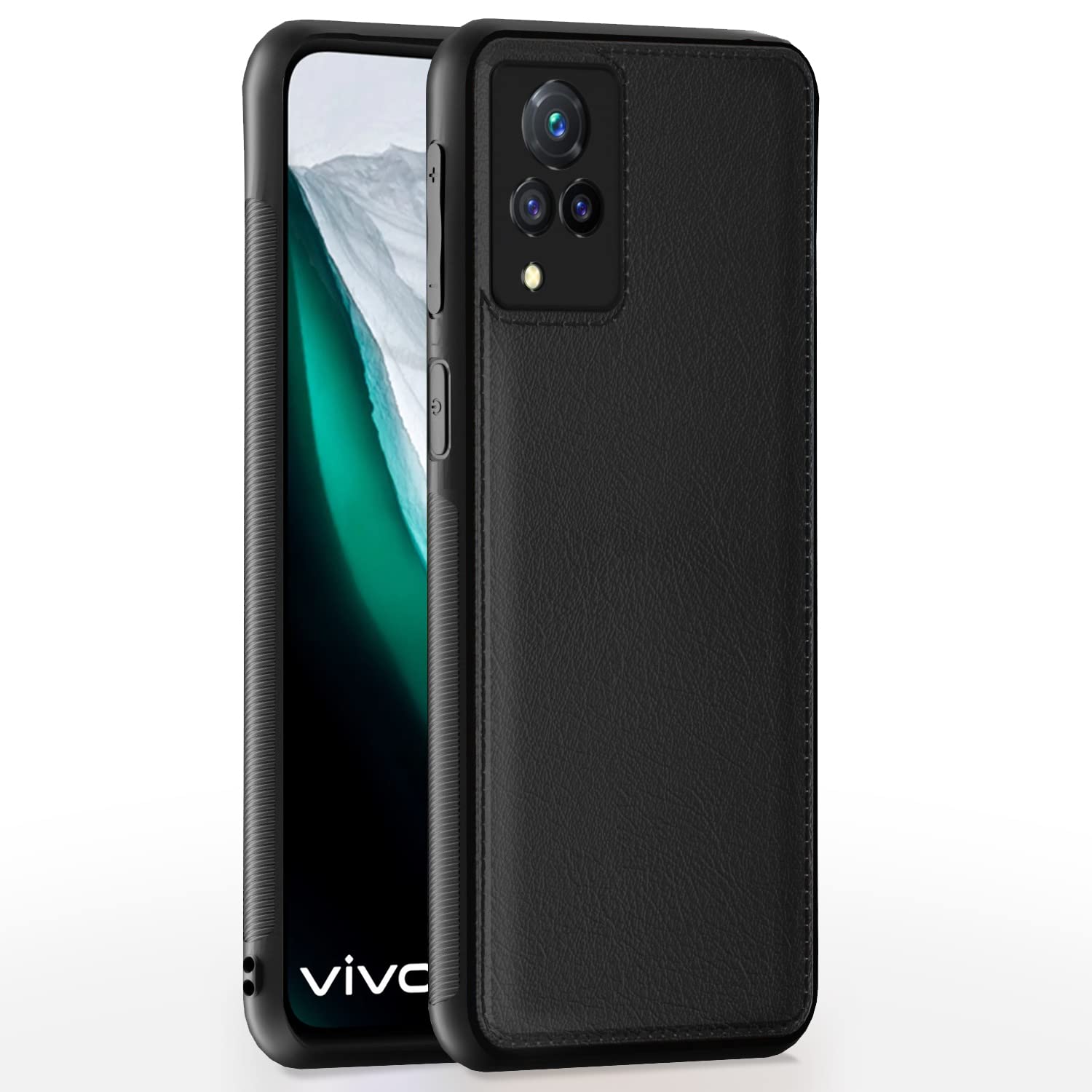 Vivo V21 5G Leather Back Cover – Black